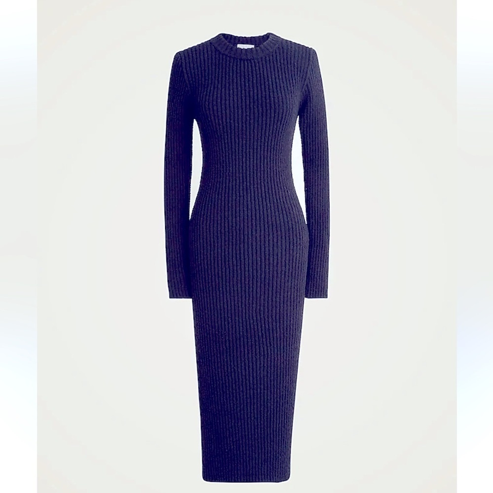 J CREW Ribbed sweater-dress In Navy Blue Size Medium